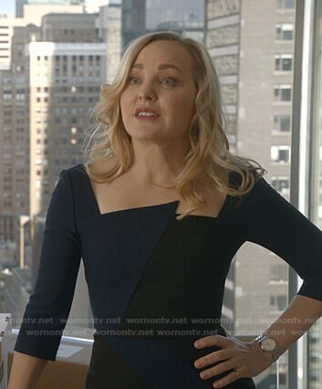 Marissa's black and navy colorblock dress on Bull