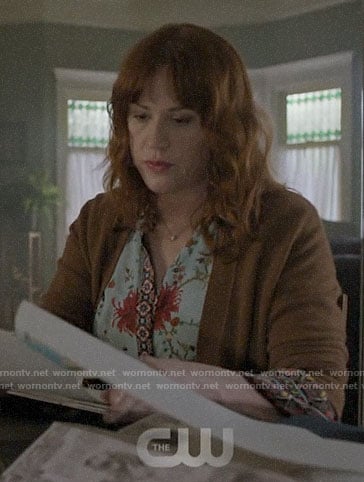 Mary's blue mixed floral blouse on Riverdale