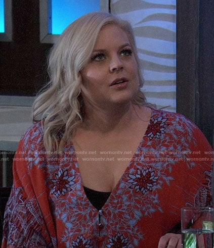 Maxie's red and blue floral top on General Hospital