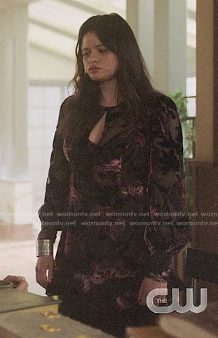 Mel's floral velvet keyhole front dress on Charmed