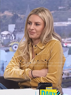 Morgan's yellow corduroy western shirt on E! News Daily Pop