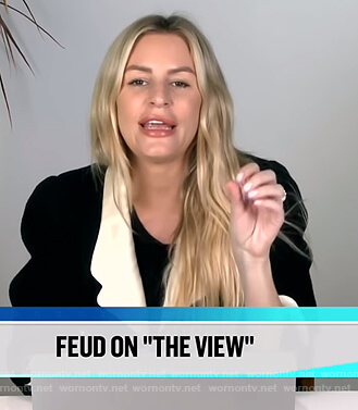 Morgan's black contrast-lapel jacket on E! News Daily Pop