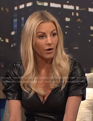Morgan's leather puff sleeve mini dress on E! News Nightly Pop