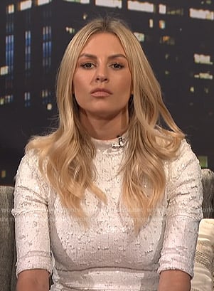 Morgan's sequin mock neck dress on E! News Nightly Pop