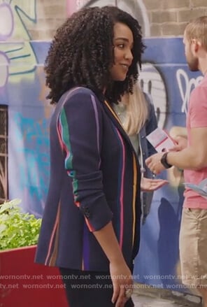 Kat's blue striped blazer on The Bold Type
