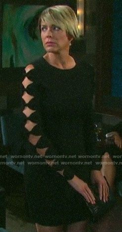 Nicole's black bow sleeve dress on Days of our Lives