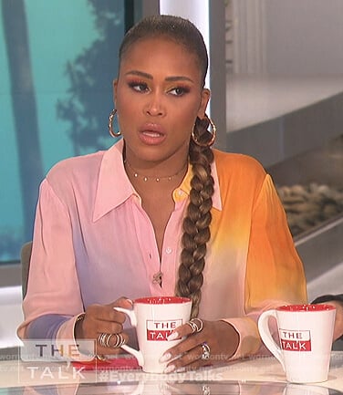 Eve's pink ombre blouse on The Talk