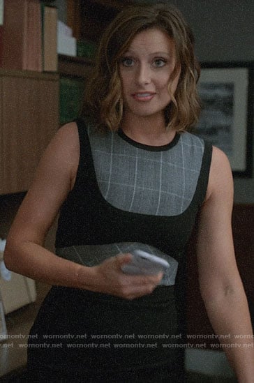 Peyton's black dress with grey plaid panels on iZombie