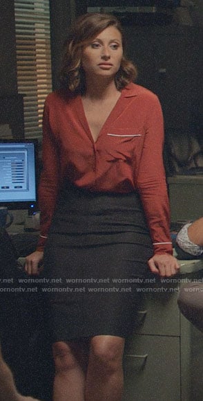 Peyton's red button down with piping on iZombie