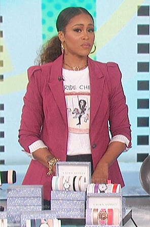 Eve's white Ride Cher tee and blazer on The Talk