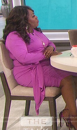 Sheryl's purple ruched side dress on The Talk