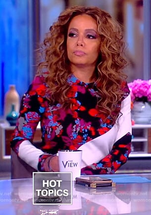 Sunny's floral dress with white stripe on The View