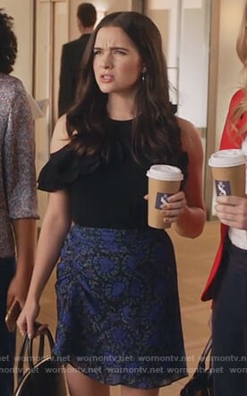 Jane's print ruched skirt on The Bold Type