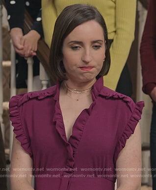 Jen's purple ruffle dress on Life in Pieces