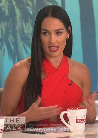 Nikki Bella's red cutout asymmetric top on The Talk