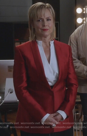 Jacqueline's red satin blazer on The Bold Type