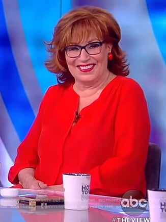 Joy's red v-neck blouse on The View