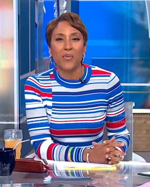 Robin's mixed stripe sweater on Good Morning America