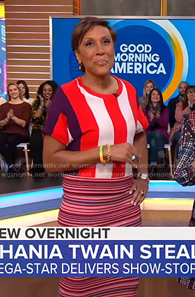 Robin's striped top and skirt on Good Morning America