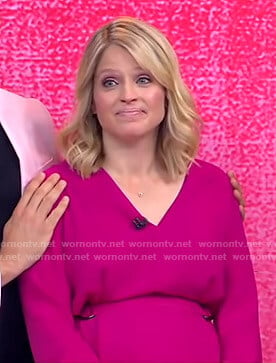 Sara's pink belted v-neck dress on GMA Strahan And Sara