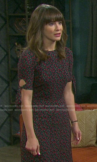 Sarah's floral tie sleeve dress on Days of our Lives