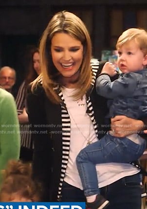 Savannah's striped hoodie and black blazer on Today
