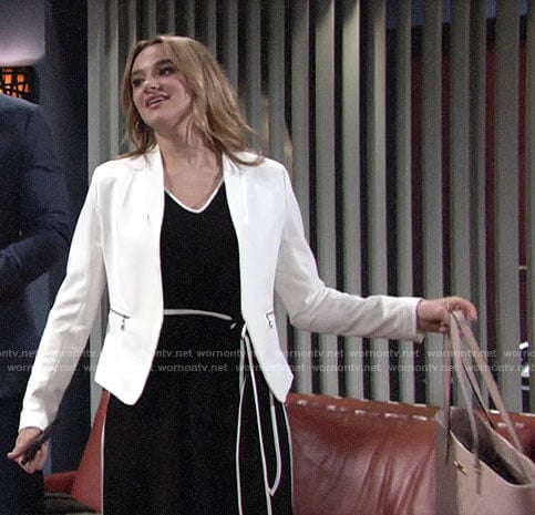 Summer's black jumpsuit and white blazer on The Young and the Restless