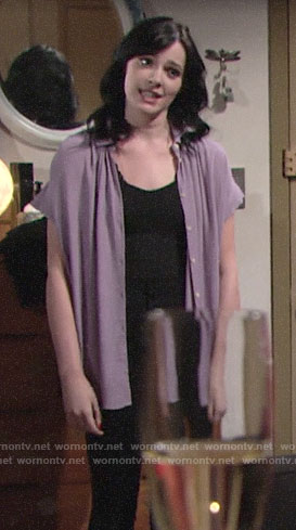 Tessa's purple button down shirt on The Young and the Restless