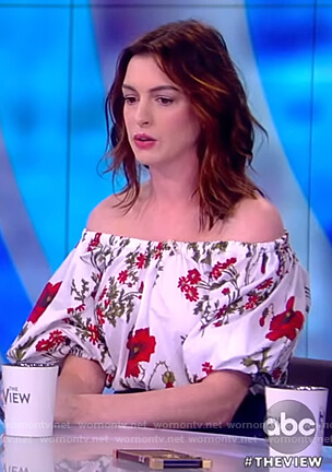 Anne Hathaway's white floral top on The View