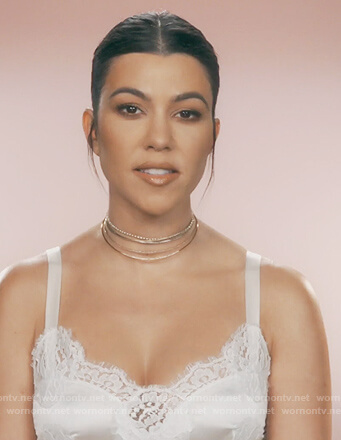 Kourtney's white lace cami on Keeping Up with the Kardashians