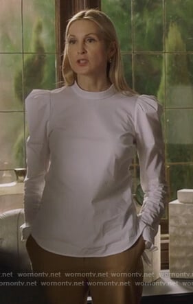 Claire's white puff sleeve top on Pretty Little Liars The Perfectionists