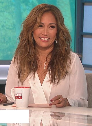 Carrie's white wrap blouse on The Talk