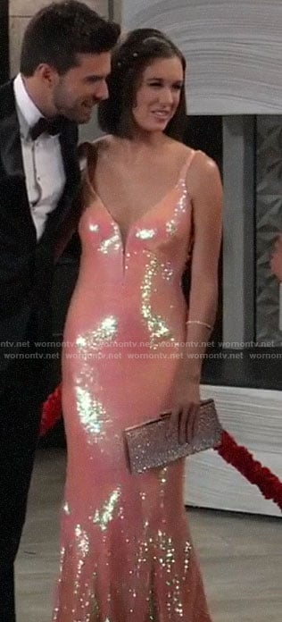 Willow's pink sequin Nurse's Ball gown on General Hospital