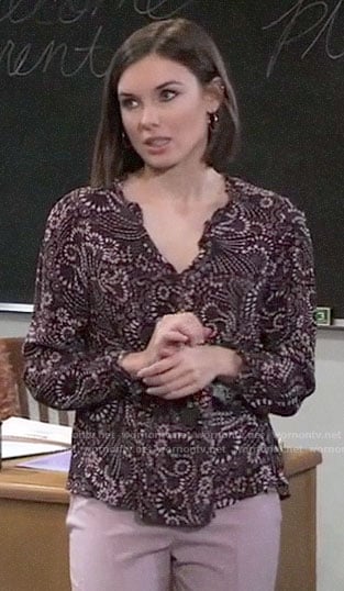 Willow's purple patterned blouse on General Hospital