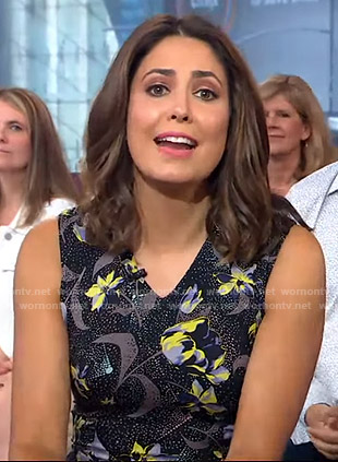 Cecilia's black floral v-neck dress on Good Morning America