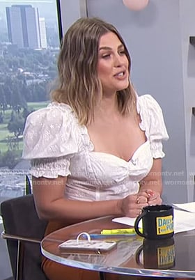 Carissa's white puff sleeve top on E! News Daily Pop