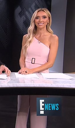 Giuliana's pink one-shoulder belted jumpsuit on E! News