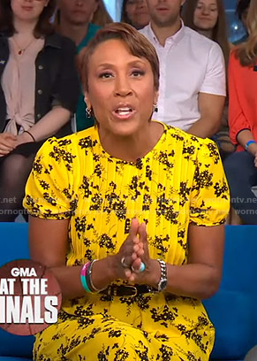 Robin's yellow floral pintuck dress on Good Morning America