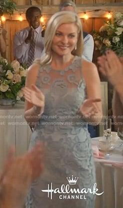 Stephanie's blue floral embroidered dress on Good Witch