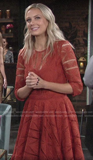 Abby's orange lace dress on The Young and the Restless