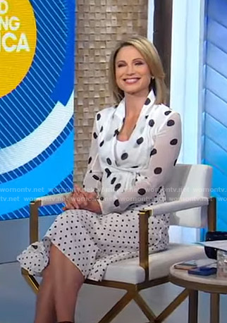 Amy's white polka dot midi dress on Good Morning America