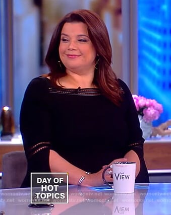 Ana's black eyelet trim dress on The View