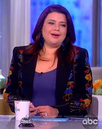 Ana's black floral embroidered jacket on The View