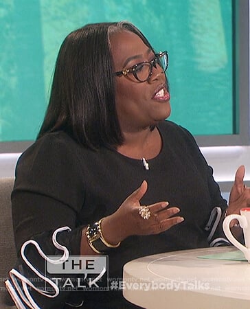 Sheryl's black ruffled cuffs blouse on The Talk