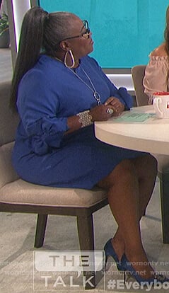 Sheryl's blue tie sleeve dress on The Talk