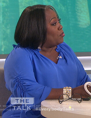 Sheryl's blue ruched top on The Talk