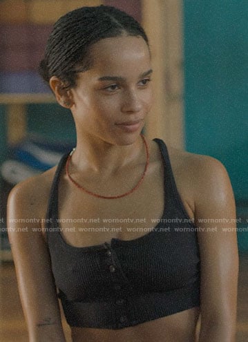 Bonnie's button front sports bra on Big Little Lies