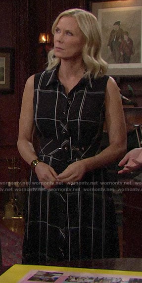 Brooke's black plaid maxi shirtdress on The Bold and the Beautiful
