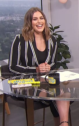 Carissa's black striped blazer and cropped pants on E! News Daily Pop