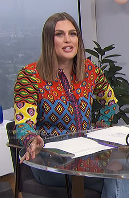 Carissa's mixed print shirt on E! News Daily Pop